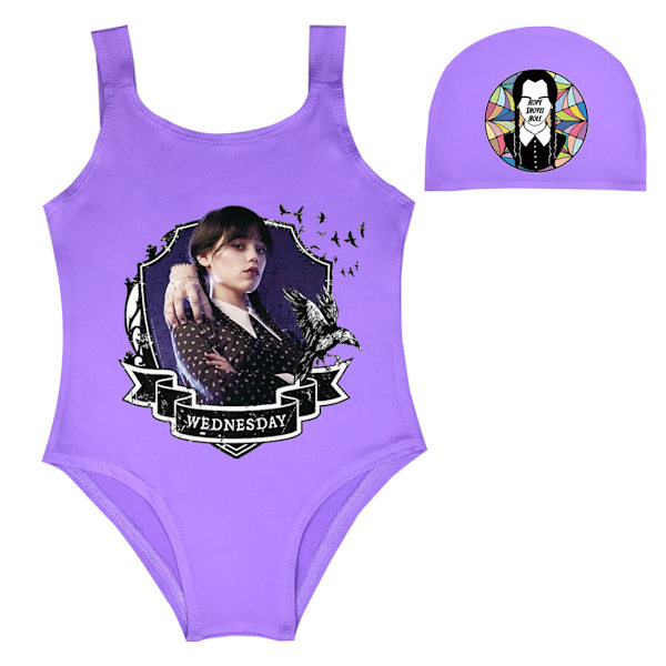 Wednesday Adams Badkläder för flickor lila 140cm