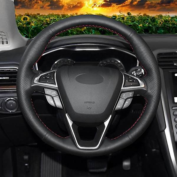 Gör-det-själv cover svart konstläder cover för Ford Fusion Mondeo 2013 2014 Edge 2015 2016