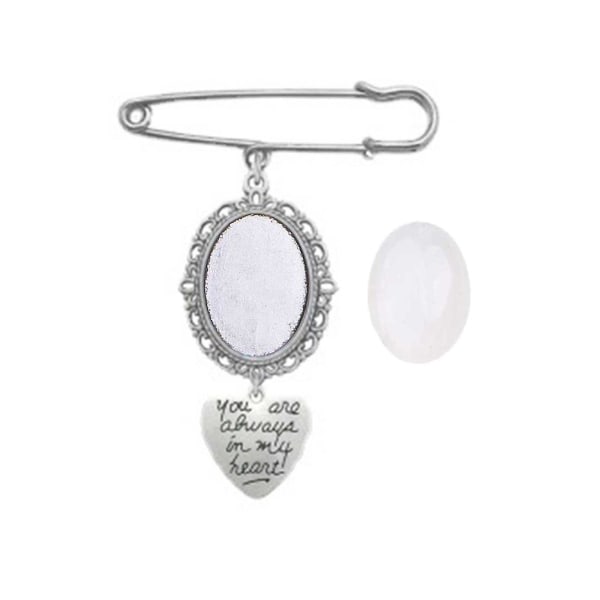 Bröllopsbukett Fotoberlock Gör-det-själv-nål Broschtillverkningssats Lacy Ram Charm Oval tavelram med hänge för semesterhjärta 3