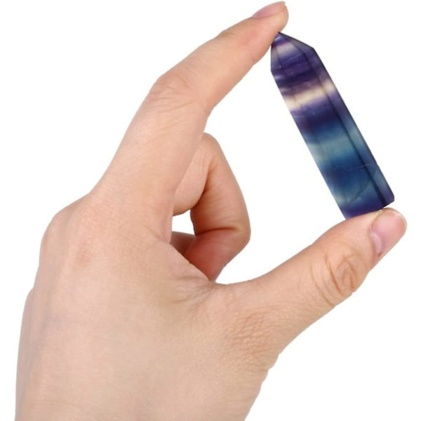 Naturlig hexagonal kristallstav, fluorit Självstående läkande kristallspinnstav, kvartsläkande fluoritstav Sten Lila Grön Gem Reiki null none