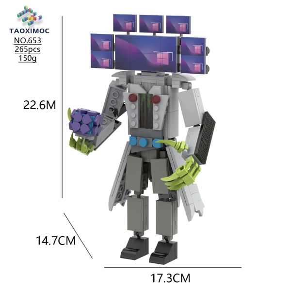 Monitor vs Toilet Man's Building Block Toy Model Handgjord Computer Titan