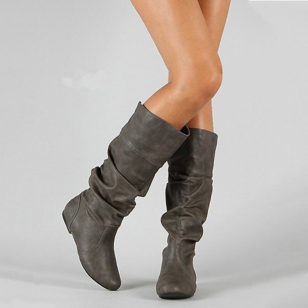 Kvinnor Faux Leather Calf High Slouch Boots Breda Ben Platta Skor Grey 41