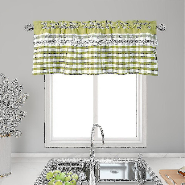 Köksgardiner Dekor Fönstergardin Lyx Cafe Valance Topper Draperier Yellow Green 74cmx61cm
