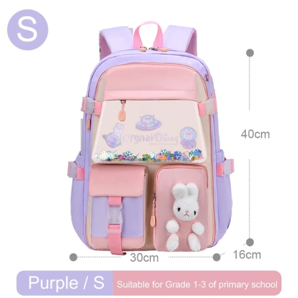 Flickors Barn Ryggsäck Skolväska Ryggsäck Rosa För Barn Tonåring Skolväska Primär Kawaii Söt Vattentät Liten Klass Kit Style B Purple S