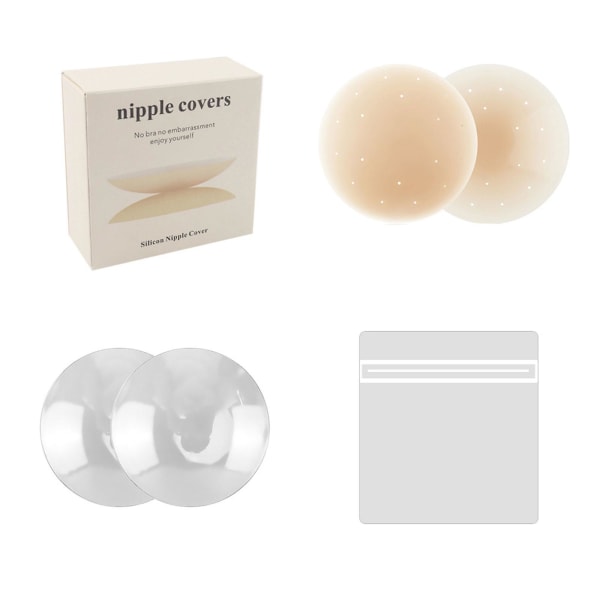 Självhäftande bröstvårtor Ultratunna kvinnor Återanvändbara och tvättbara silikoner cover tillverkade av premium silikon Light color 10cm