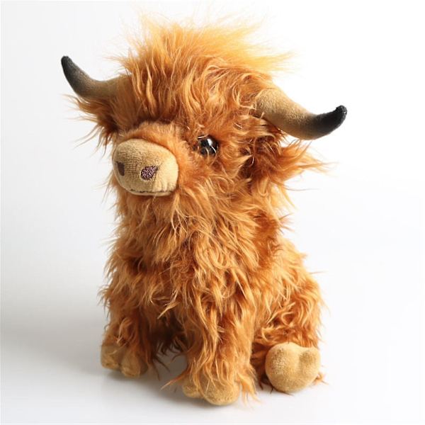 Highland Cow Plysch Doll Gosedjur mjuka leksaker Scottish Cow Doll 25cm-26-1 null none