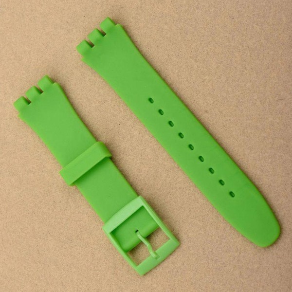 Lämplig för watch Tillbehör för Swatch Silikonband Spänne 17mm19mm Gummirem Sportrem för män och kvinnor 20mm Watch Band Watch S green 16mm