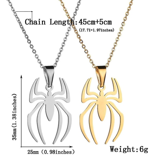Spider Hänge Halsband Rostfritt stål Lätt Spiderman Berlock Smycken För Barn Kvinnor Pojkar Flickor