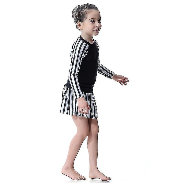 Barn Flickor Badkläder Klänning Mu Islamiska Beachwear Burkini Baddräkt Set H Black 11-12 Years