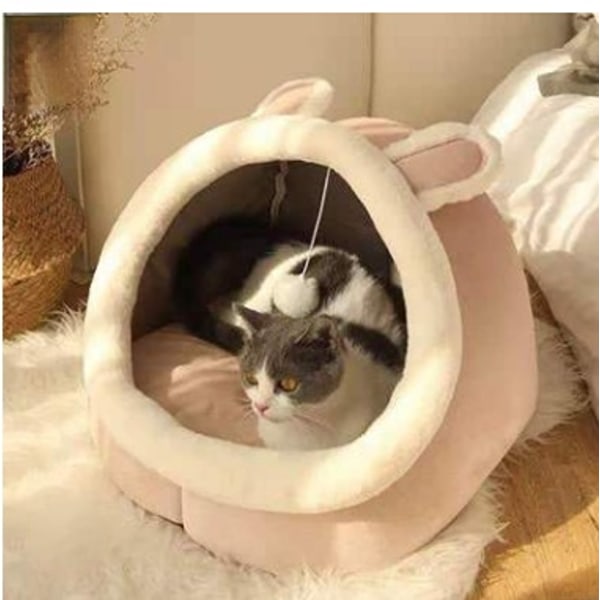 Avtagbart och tvättbart halvslutet kattbo F2 Pink Rabbit Cat Jiji M