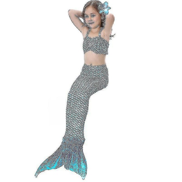 Barn Flickor Mermaid Tail Bikini Set Badkläder Baddräkt Simdräkt Hög kvalitet Blue 140