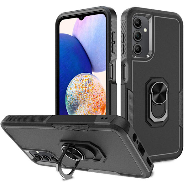 Elegant Choise phone case med ringställ för Samsung Galaxy A14 5G Shockproof Armor Cover, svart black