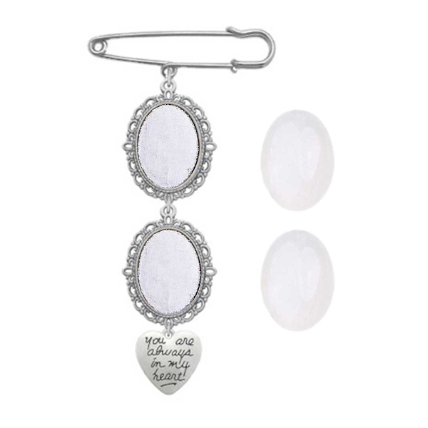 Bröllopsbukett Fotoberlock Gör-det-självnål Brosch Ma Kit Lacy Ram Berlock Oval tavelram med hänge för A set