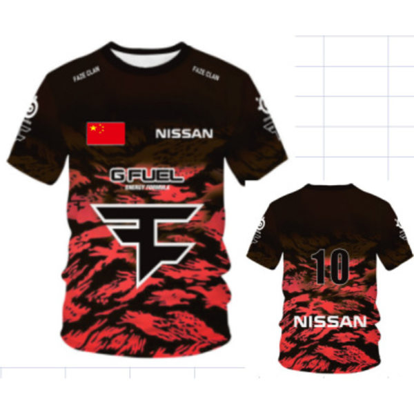 Faze kortärmad T-shirt med esportstryck 140