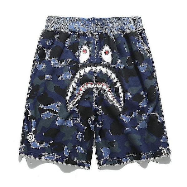 Herr Bape-hajhuvud Shorts Jaw Wgm Print Kontrast Strandshorts blue S(160-165CM)