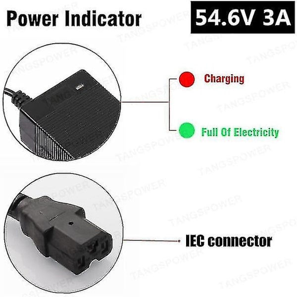 54,6v 3a litiumbatteriladdare Elcykelladdare Kompatibel 13s 48v Li-ion batteriladdare-b 3p plug Eu