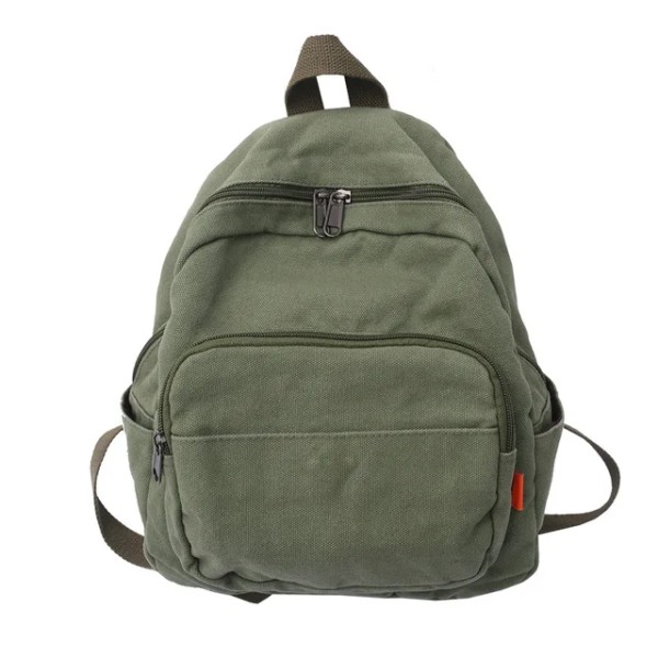 Retro Canvas Skolväska Japansk Minimalism Ryggsäck Enfärgad Kvinnlig Axelväska Travel Ryggsäck Student Casual Knappsäck Vit