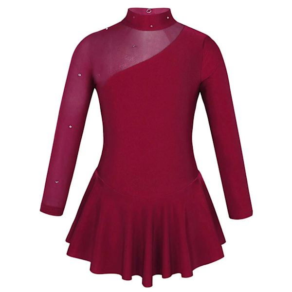 Balett Gymnastik Trikå Klänning Barn Flickor Balett Trikåer För Dans Ballerina Cutouts Bak Samtida Konståkningsklänning 12 Burgundy
