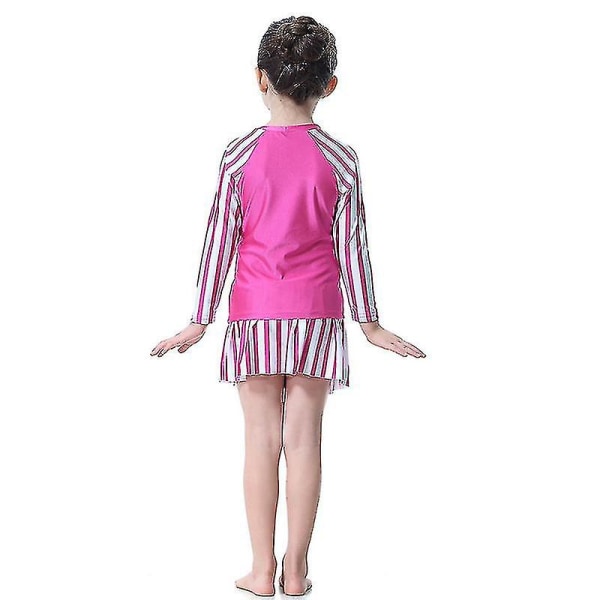 Barn Flickor Badkläder Klänning Mu Islamiska Beachwear Burkini Baddräkt Set H Rose Red 2-3 Years