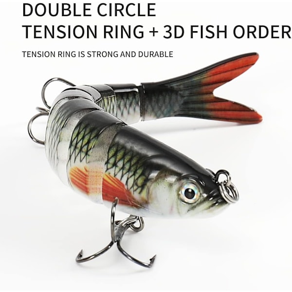 Konstgjort bete 3 set multi-skarv swing simbete fisketillbehör, gädda bete wobbler gädda, med 2 trekrokar och fiskedrag låda