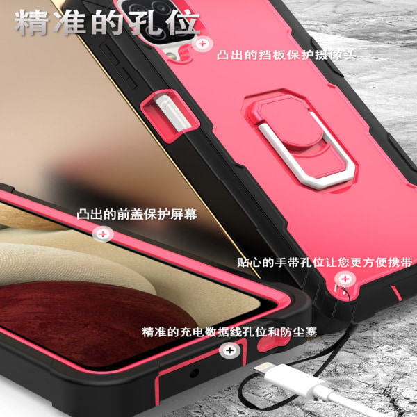 Case för Samsung A12 5G Case, Galaxy A12 Case, Allytech Slim Fit Rugged 3-lagers stötsäkert skydd Hybrid Kickstand Phone case Cover för black+rose