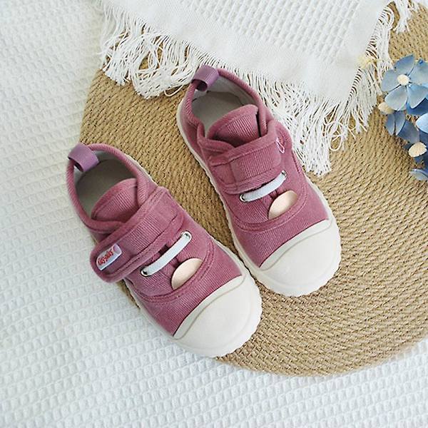 Barn Andningsbara Magiska Tejp Flats Pojkar Utomhus Bekväma Enfärgade Skor Halkfria Pink EU 26