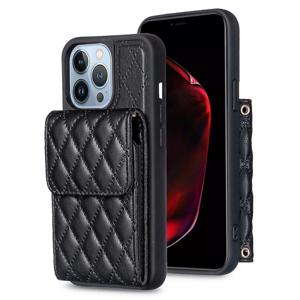 Bf22-stil för Iphone 13 Pro Kickstand Cover Pu Läderbelagd TPU-kortplatser Phone case Black