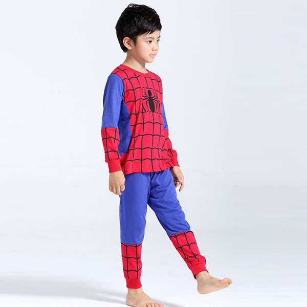 Barn Pojkar Flickor Spiderman Superman Casual Långärmad Nattkläder Pyjamas Set Outfit Loungewear Red Blue Spiderman 7 Years