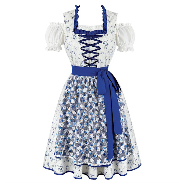 Damkläder för Oktoberfest, Bavarisk Dräkt för Vuxna, Halloween Cosplay Dräkter, Kvinnliga Ölkläder, Elegant Maskeradfestdräkt L 32018--Blue