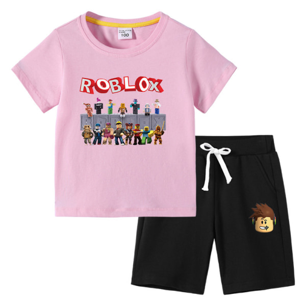 Roblox Barn T-shirt Set Rosa + Svart Pink+Black 130cm