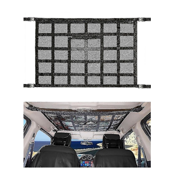 Uppgradera Car Ceiling Cargo Mesh Bag, 80x55cm förstärkt lastbärande och inget hängande mesh null none