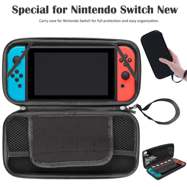 Hård Förvaringsväska, Fodral för Nintendo Switch, Svart Svart