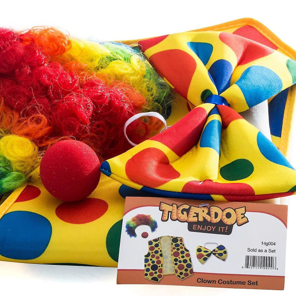 4-pack clowndräkt-clown näsa clown peruk fluga och väst för cosplay-fester Karnevaler Dress Up R Multicolor none