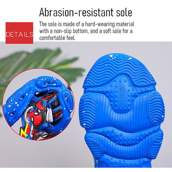 Pojkar Led-sandaler Spiderman Outdoor Skor Strandskor Barn Light-up Halkfria skor för sommaren Blue 27-Insole 16.6 cm