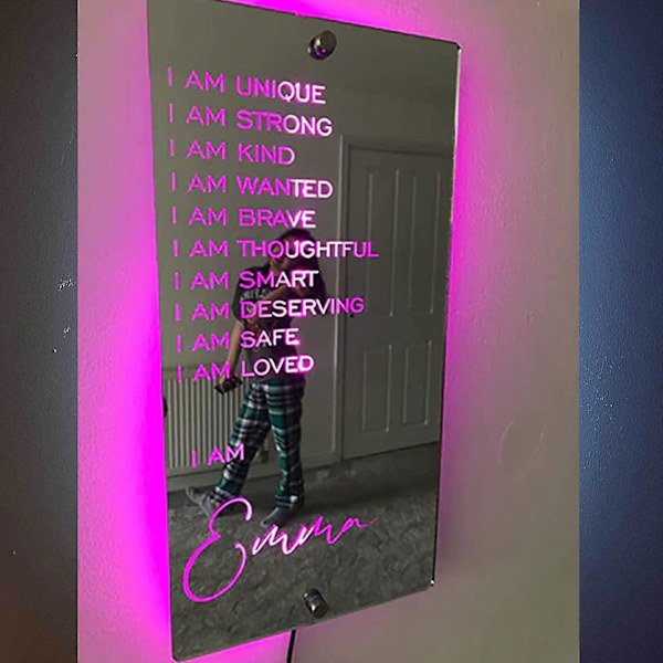 Personliga affirmationer Spegel Led Light I Am Smart | Motivationa daglig påminnelse| Jag är spegel null none