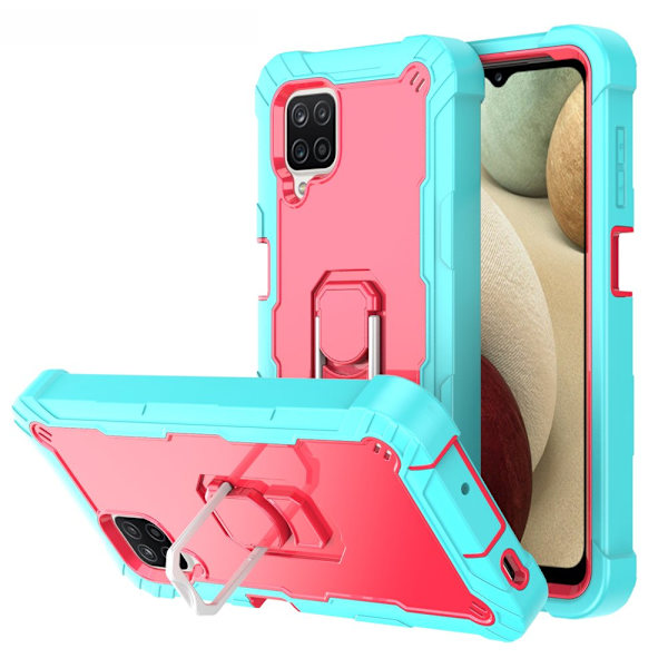 Case för Samsung A12 5G Case, Galaxy A12 Case, Allytech Slim Fit Rugged 3-lagers stötsäkert skydd Hybrid Kickstand Phone case Cover för green+rose