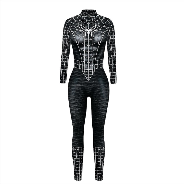 Sexig Spider Woman Spandex Jumpsuit Halloween Cosplay Superhjälte Bodysuit Kostym Mask S