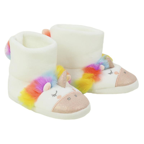 Flicktofflor i plysch för flickor, lätta att ta på, för barn White EU 33.5-34
