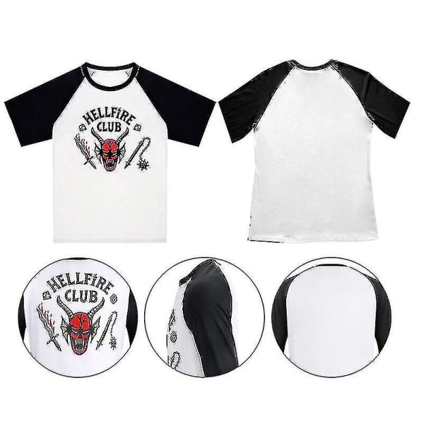 Vuxna Unisex Stranger Things Säsong 4 Hellfire Club T-shirt Topp med huvtröjor Short Sleeve XL