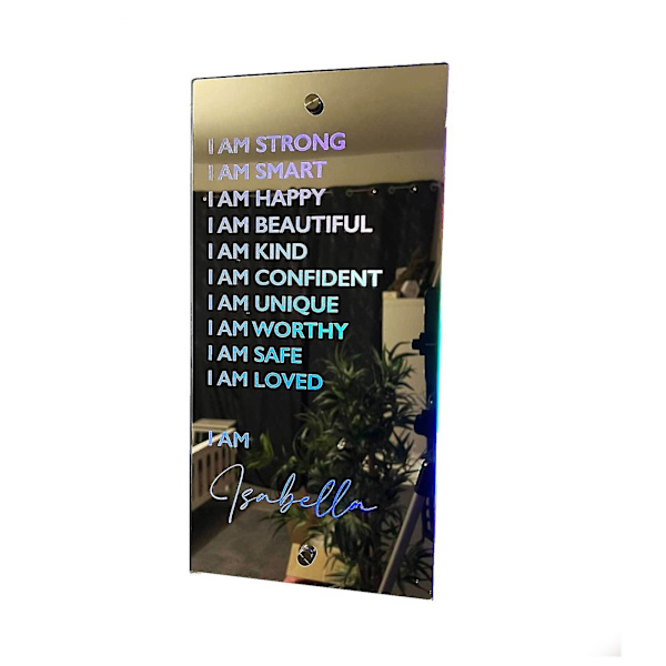 Personliga affirmationer Spegel Led Light I Am Smart | Motivationa daglig påminnelse| Jag är spegel null none