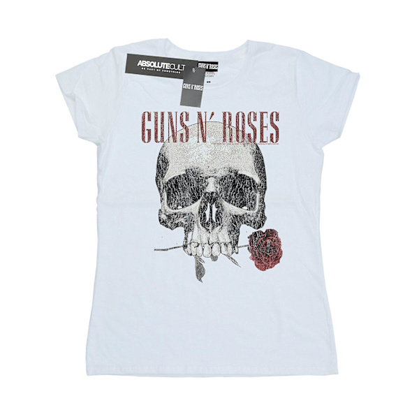 Guns N Roses T-shirt med blomma skalle för kvinnor White X-Large