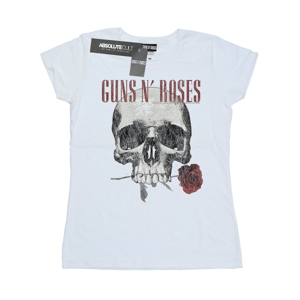 Guns N Roses T-shirt med blomma skalle för kvinnor White X-Small