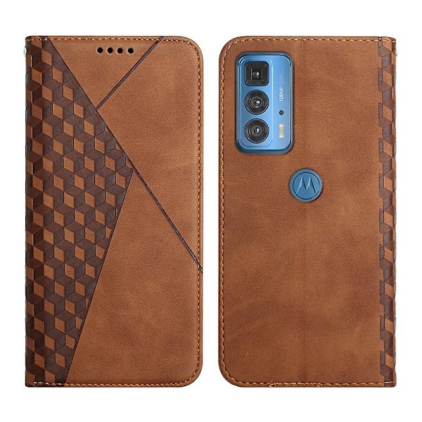 Kompatibel med Motorola Moto Edge 20 Pro Case Premium Cover Magnetisk Läder Folio Etui Coque - Brun null none