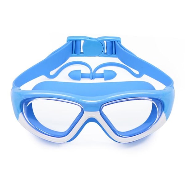 Simglasögon för barn Barn 3-14 år Wide Vision Anti-dim Anti-uv Poolglasögon med öronproppar Utomhussport Dykglasögon Sky Blue