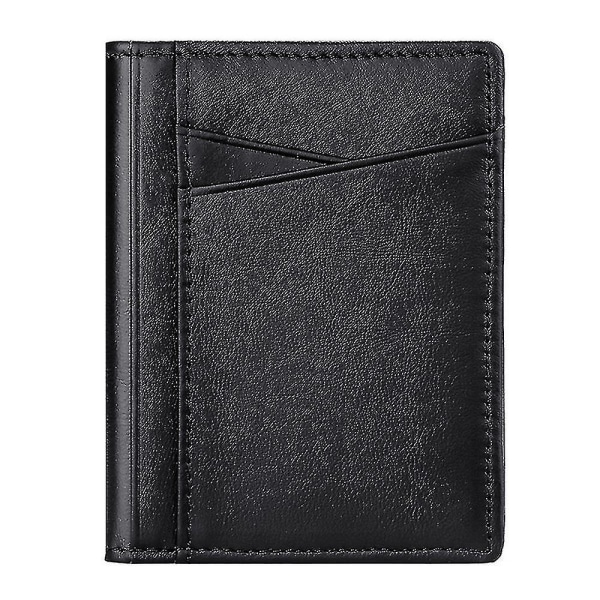 Män Kvinnor Smal Kreditkortsfodral Case Liten läderplånbok med ID-fönster, 8,5*10,5 cm black