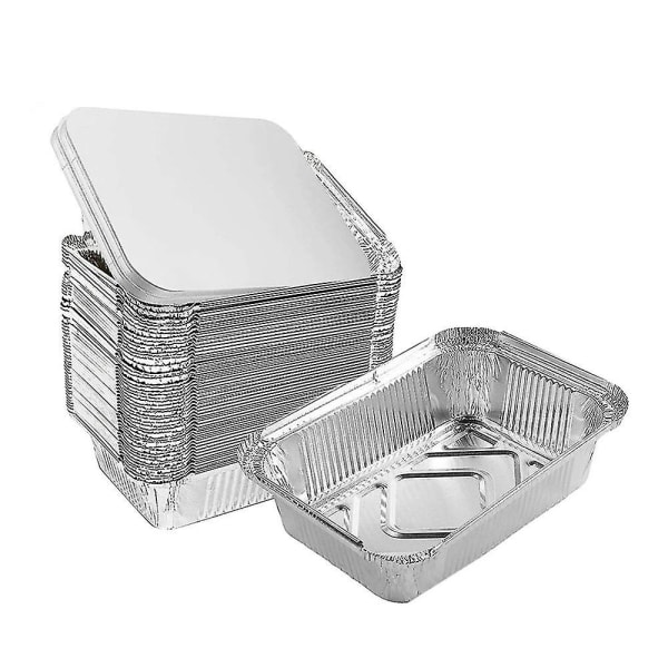 Engångs 30-pack av aluminium, plåtpannor med lock Återvinningsbara, djupa kokkärl Plåtmatförvaring för matlagning null none