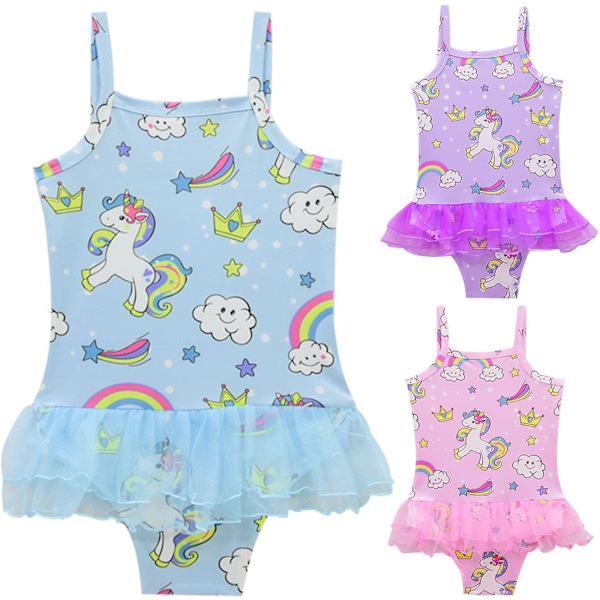 Barn Flicka Unicorn One-piece Beachwear Badkläder Baddräkt Bikini Baddräkt Simdräkt Pink 3-4 Years