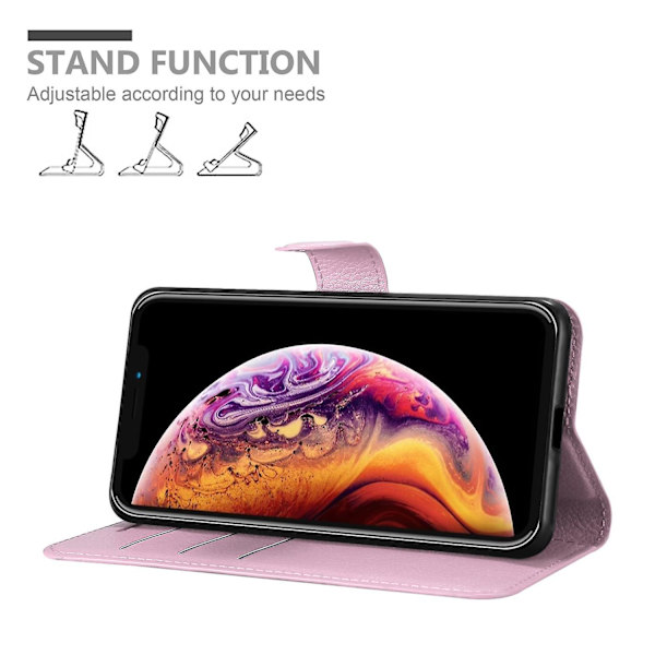 Apple iPhone X / XS Hülle Cover Case Etui - mit Kartenfach och Stand Funktion LOTUS PINK iPhone X / XS