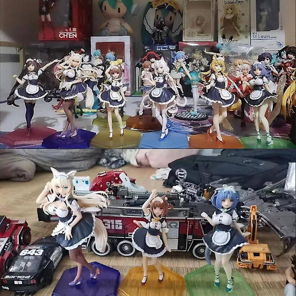 20 cm Nekopara Anime Figur Choklad Vanilj Azuki Kokos Lönn Kanel Pop Up Parade Pvc Action Figur Sexig tjej Figurine Leksaker C 19cm not box