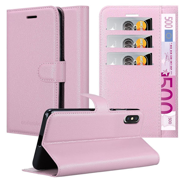 Apple iPhone X / XS Hülle Cover Case Etui - mit Kartenfach och Stand Funktion LOTUS PINK iPhone X / XS